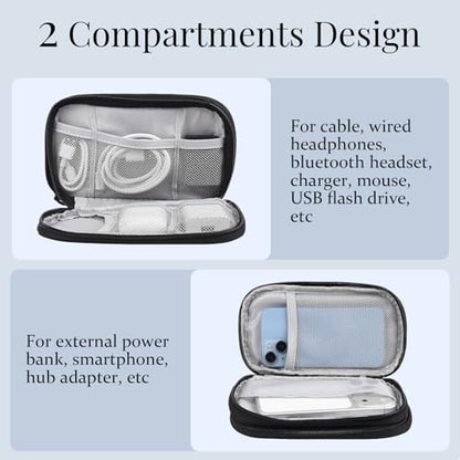 Travel Electronics Pouch Bag, Black Electronics Accessories Organizer Bag, Travel Cable Organizer Pouch for Charger Cord Phone Earphone Mouse