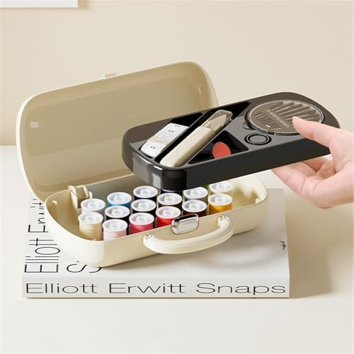 WANSHUNLMI 150 Pcs Creamy White Sewing Project Kit, Travel Family Sewing Supplies Repair Kit Portable Small Traveler Sewing Kit Sewing Thread Accessories DIY Sewing Supplies Organizer (White) - color: White