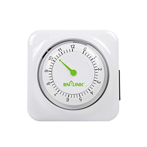 BN-LINK 12 Hour Indoor Mechanical Accurate Countdown Timer, 3-Prong Grounded Outlet, 15 Minute Increments, Energy Saving for Kitchen, Phone Charger, Lamps, Holiday Decoration 1875W, 1/2 HP, ETL Listed - style: Mechanical Countdown Timer