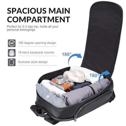 TIDING Genuine Leather Backpack for Men 15.6" Laptop Business Travel Bag | TSA Approved 180° Open, Dual Device Storage, Water-Resistant, Water Bottle Pocket, Luggage Strap, Adjustable Chest Belt - color: Black-for 15.6" Laptop