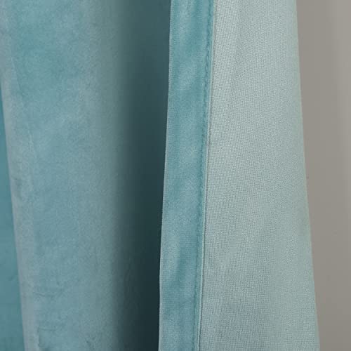 Roslynwood Velvet Eggshell Blue Curtain 63 inch Long - Curtains Block Light Rod Pocket Thermal Insulated Window Drapes Set for Living Room/Bedroom/Dining Room, W52 x L63, 2 Panels - color: Eggshell Blue, size: 52"W x 63"L (Pack of 2)
