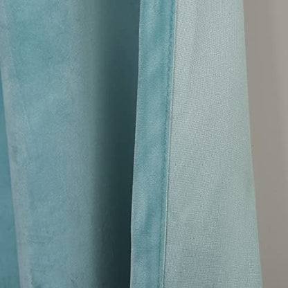 Roslynwood Velvet Eggshell Blue Curtain 63 inch Long - Curtains Block Light Rod Pocket Thermal Insulated Window Drapes Set for Living Room/Bedroom/Dining Room, W52 x L63, 2 Panels - color: Eggshell Blue, size: 52"W x 63"L (Pack of 2)