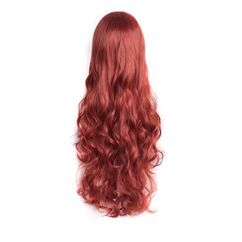 MapofBeauty 32 Inch Long Hair Spiral Curly Cosplay Costume Wig, Orange Red - color: Orange Red