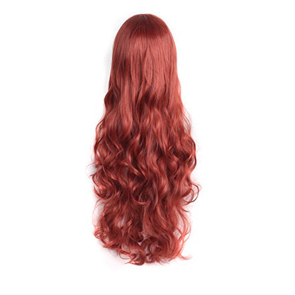 MapofBeauty 32 Inch Long Hair Spiral Curly Cosplay Costume Wig, Orange Red - color: Orange Red