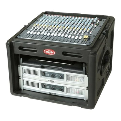 SKB Roto Rack/Mixer Console, 10U Slanted Rackmount on top, 6U Rackmount in Front with Steel Threaded Rails, Hard Lid and Doors and Side Access Ports - size: 1SKB-R106