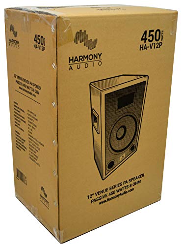 Harmony Audio 12 Inch Passive PA Speaker 150 Watt 2-Way DJ Venue Cabinet | Unpowered sound reinforcement for live bands karaoke and events, pairs with any amp rack, full range gig tone