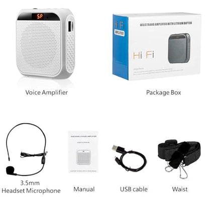 Portable Voice Amplifier for Teachers, Rechargeable Personal Amplifier Mic PA System Headset Microphone with Speaker for Teachers, Training, Meeting, Tour Guide, Yoga, Classroom (White) - color: White