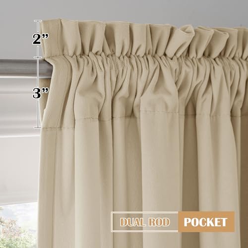 Beauoop Beige Velvet Curtains for Bedroom Living Room 52x108 2 Panels - color: Beige, size: 52"W x 108"L (Pack of 2)