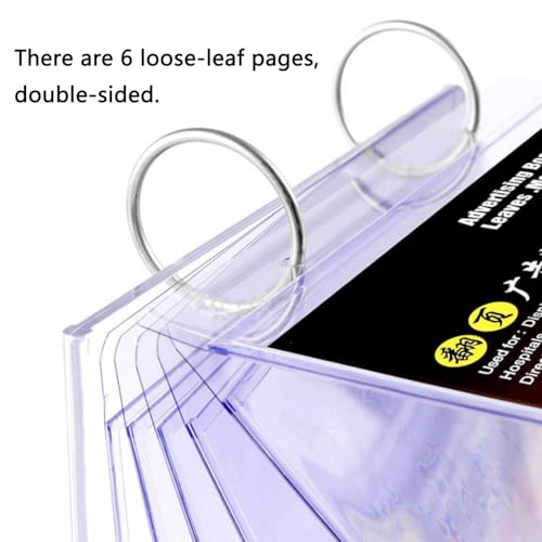 2Pcs Table Flip Menu Holder with 6 Pages Sleeve, 4" X 6" Tabletop Sign Signage Vertical Display Stand with Base, Acrylic PVC Rotating Poster Binders Rack, for Photo, Restaurant, Bar, Job Fair