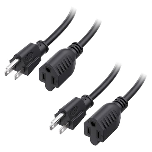 [ETL Listed] Cable Matters 2-Pack 16 AWG 13A Power Extension Cord, 3ft - color: Black, size: 3 Feet, style: 2-Pack