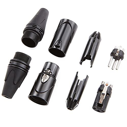 MFL. 3-Pin XLR Cable Connector Male and Female with Nickel Housing and Silver Contacts Mic Cable Plug Connector Audio Socket, Black, 10 Pairs - color: Black, 10 Pairs