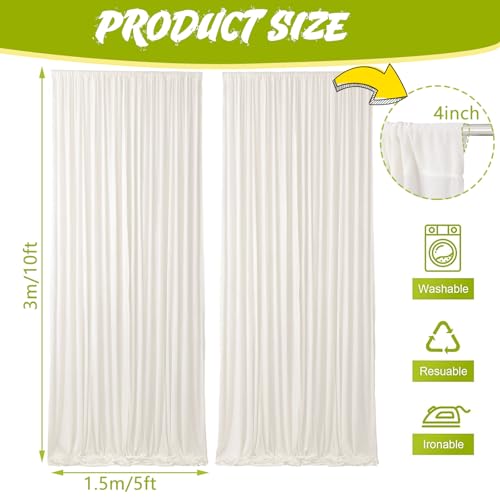Hunnmingre 2 Pcs 5 X10 ft Ivory White Velvet Curtains Backdrop Drapes | Wrinkle Free Silky, Velvet Wedding Backdrop Drapes, Photo Curtains for Parties Birthday Baby Shower Photography Background - color: ivory white