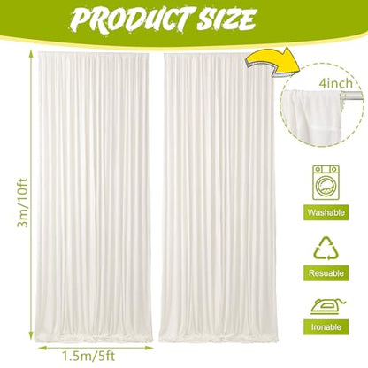 Hunnmingre 2 Pcs 5 X10 ft Ivory White Velvet Curtains Backdrop Drapes | Wrinkle Free Silky, Velvet Wedding Backdrop Drapes, Photo Curtains for Parties Birthday Baby Shower Photography Background - color: ivory white