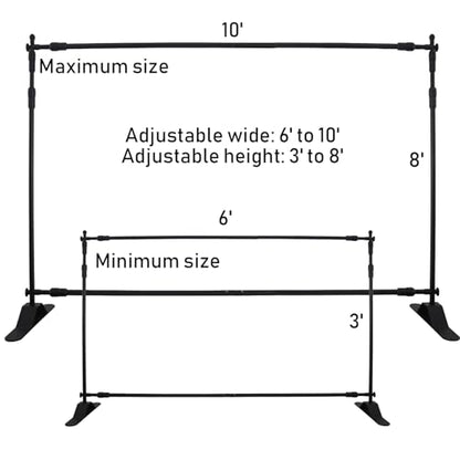 Step and Repeat Backdrop Stand 10 x 8 FT – Adjustable Photo Booth Banner Stand with Carrying Bag, Heavy Duty Background Stand for Parties, Weddings, Trade Shows & Photography (10 Ft)