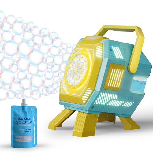 Belemar Bubble Machine for Kids with Lights, 6 Big Bubble Holes, Up to 15,000 Bubbles/Min, 320ml Large Tank, Battery Operated Portable Bubble Blower for Toddlers, Birthday Parties & Outdoor Fun - color: Blue