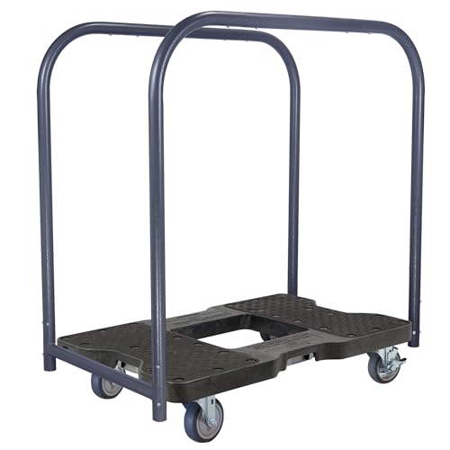 SNAP-LOC, 4 Wheel Dolly, 1,200 lb General Purpose E Track Panel Cart Dolly, Heavy Duty Furniture Moving Cart, Thermoplastic Swivel Non Marking Caster Wheels, Made in USA, Black - style: General Purpose E Track Panel Cart Dolly Black