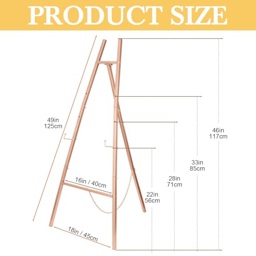 Rose Gold Croblissful 50" Easel Stand for Wedding Sign Adjustable, Metal | 3 Tier Height, Display Easel with Chain, Heavy Duty Floor Tripod, Welcome Wedding Baby Shower Sign, Painting Canvas Poster - color: Rose Gold