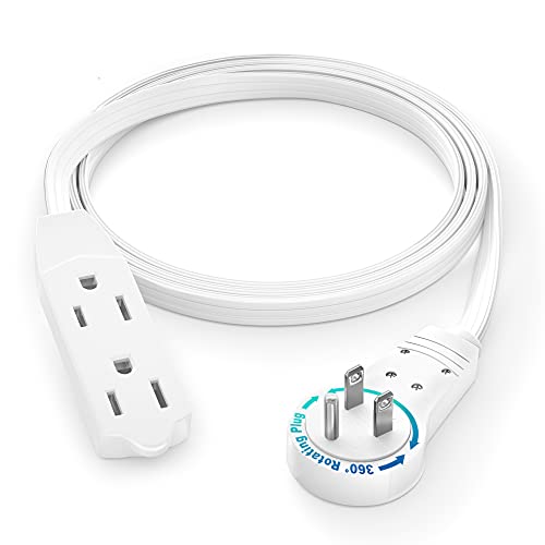 Maximm 3 Ft UL 360° Rotating Flat Plug Extension Cord, 3-Outlet, 16/3 AWG - color: White, size: 3 Feet