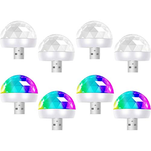 Frienda 8 Pcs USB Mini Disco Mini Ball Sound Activated,Hemicycle Style | USB Plug and Play for Car DJ Stage Karaoke Home Party, Sound Control Strobe Effect Colorful Rainbow LED Atmosphere Decor
