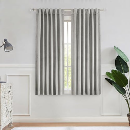 Central Park Gray Velvet Blackout Window Curtain Panels 60%-70% Room Darkening Rod Pocket Back Tab Geometric Embossed Trellis Themal Weave Energy Efficient Bedroom Drapes (52" Wx63 L, 2 Panels) - color: Grey, size: 52"W x 63"L (Pack of 2)