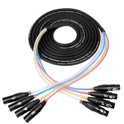 Toronce 4 Channel Professional Multi-Media Snake Cable 4 Pairs Male to Female 3 Pin XLR Balanced Audio Extension Cable (25Feet) - size: 4-Channel _25Ft