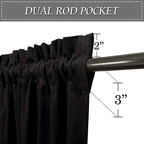 RYB HOME Extra Long Velvet Curtains 120 inches Long, High Ceiling Curtains | Thermal Insulated, Room Darkening, Privacy UV Protection, Loft Apartment Living Room, Black, W52 x L120, 2 Panels - color: Black, size: 52"W x 120"L (Pack of 2)