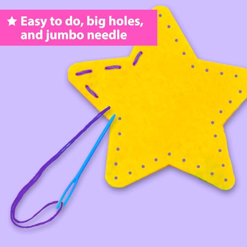 KRAFUN Fairy Tales Sewing Kit for Kids Ages 5-10 | 8 Projects | Sew 8 felt plush fairy tale toys with pre-punched holes. Beginner craft for girls. Educational gift ages 5-10 - color: Fairy Tales