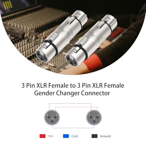 XLR Female to Female, 3 Pin XLR Female Audio Adapter，for Microphone,Mixerr,Amplifier-3 Pack - color: XLR F To XLR F*3