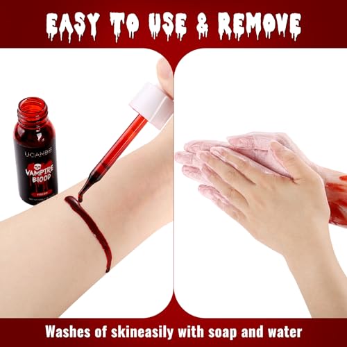 UCANBE Halloween Dripping Fake Blood Realistic Blood Drops Body Paint Washable Fake Blood Makeup Kit For Zombie Vampire Clown Monster Clothes Costume Cosplay SFX Special Effects Makeup 30ML(Fresh) - color: Fresh