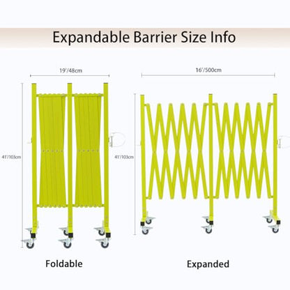 TRUNK Expandable Metal Barricade, 16 FT, Matte Yellow, Folding Security Gate Safety Barrier with Casters, Flexible Mobile Barrier Gate, Adjustable Traffic Fence for School,Shopping mall - size: 16 FT Matte Yellow-41 in(L-H)