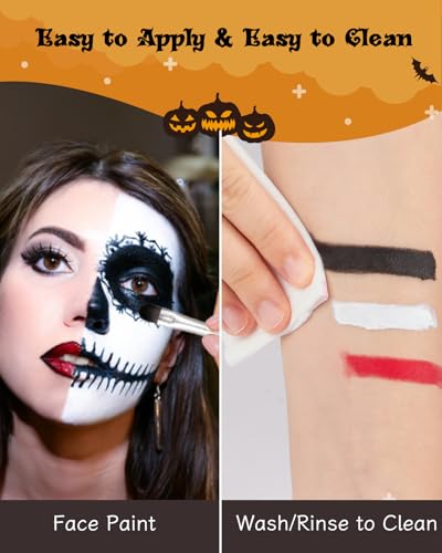 Lictin Special Effects SFX Zombie Makeup Kit, Black White Red Colors Face Body Painting Palette with Scar Wax, Fake Blood Spray & Gel, Vampire Skeleton Clown Makeup Body Paint (18PCS) - size: 18PCS