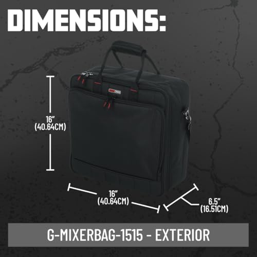Gator Cases 15.5 x 15 x 5.5" Padded Mixer Carry Bag (G-MIXERBAG-1515) | Fits Compact Medium Format Mixers, Dual Layer Padding, Organized Cable Storage, Adjustable Removable Shoulder Strap - size: 15.5"x 15"x 5.5.", style: Medium Format