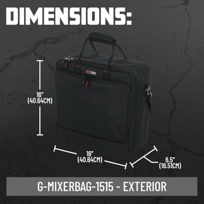 Gator Cases 15.5 x 15 x 5.5" Padded Mixer Carry Bag (G-MIXERBAG-1515) | Fits Compact Medium Format Mixers, Dual Layer Padding, Organized Cable Storage, Adjustable Removable Shoulder Strap - size: 15.5"x 15"x 5.5.", style: Medium Format