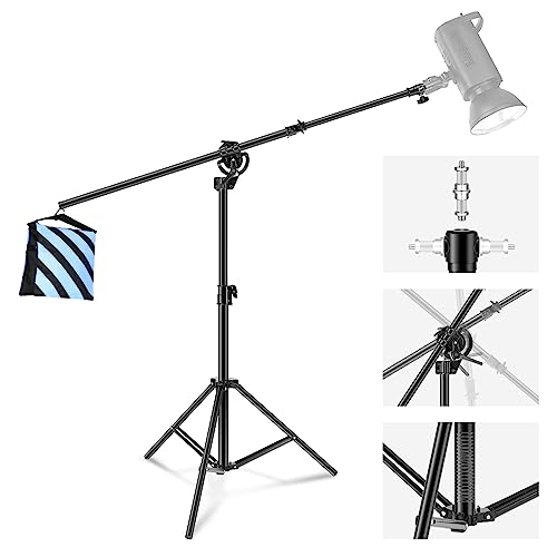 Neewer 2-in-1 Photography Light Stand, Aluminum Alloy 9.7ft Heavy Duty Tripod Stand with 3.8ft Boom Arm and Empty Sandbag for Video Light, Strobe, Reflector, Softbox for Studio Photo Video Shooting - style: Light Stand w/Boom Arm