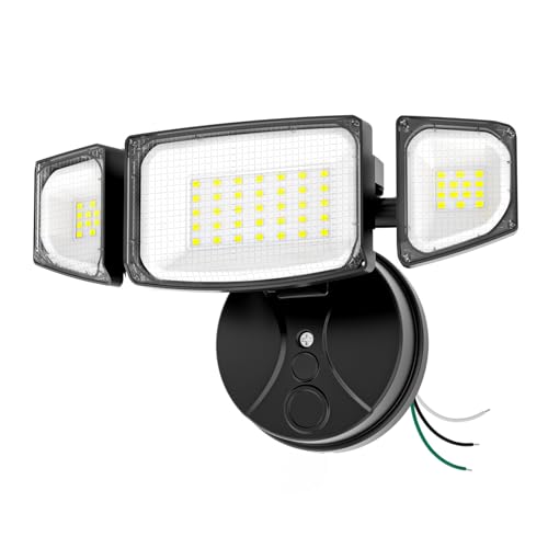 iMaihom LED Flood Lights Outdoor, 65W 6500K, 3 Heads, Hardwired, Black - color: Black
