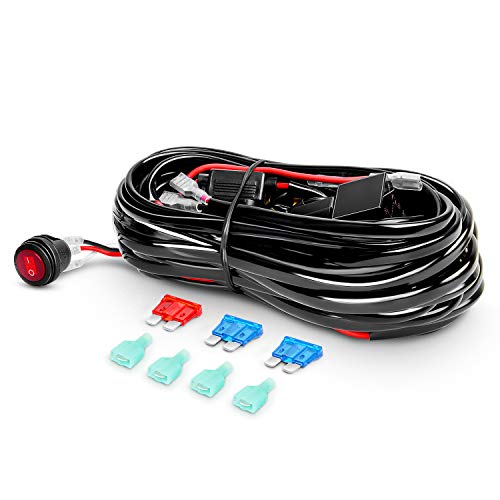 Nilight - ZH004 22Inch 120W Spot Flood Combo Led Light Bar 2PCS 4Inch 18W Flood LED Pods Fog Lights with 16AWG Wiring Harness Kit-2 Leads,2 Years Warranty - color: 120W Light +2Pcs 18W LED Pods +Wiring Harness, size: Light Bar