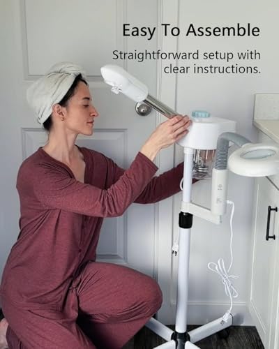 Artist hand Professional Facial Steamer with 5X LED Magnifying Lamp 2 in 1 | Esthetician Face Steamer for Facial Deep Cleansing, Facial Machine Fast Heat Moisturizing for Beauty Salon Spa Home Use - size: White Hot Only & Magnifire Lamp