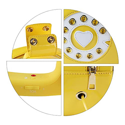 SUKUTU Telephone Shaped Purse Shoulder Crossbody Tote Bags Women Retro Phone Top-Handle Handbags for Girls - color: Yellow