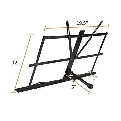 Eastar ESMF-3 Tabletop Music Stand for Sheet Music (Black) | Table Top Desktop Book Stand Folding Portable Sheet Music Stand Adjustable Travel Music Holder Lightweight with Carrying Bag