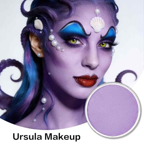 Lilac Face Body Paint (30gm), Water Activated Pastel Purple Face Painting Kit for Halloween Goth Makeup, Non-Toxic Facepaint Palette for Ursula Fairy Elf & Mystic Anime SFX Costume Cosplay Parties - color: Lilac/Pastel Purple