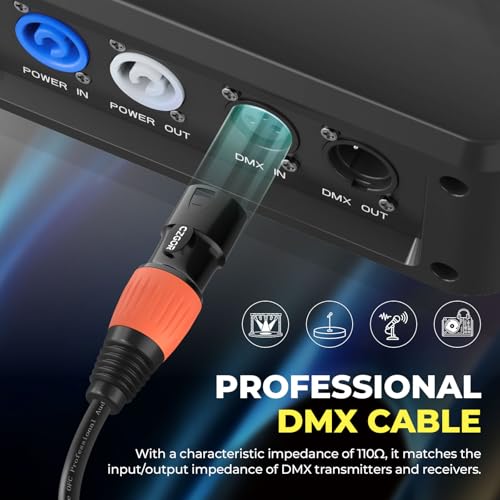DMX Cable 15ft 2 Pack, 3-Pin Gold Plated XLR Male to Female Cables - color: Black and Orange, size: 15FT