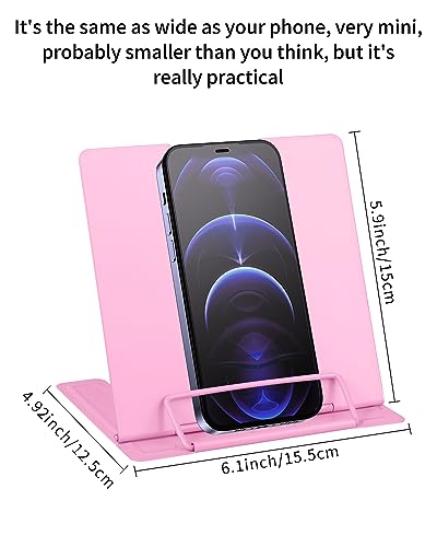 MSDADA Small Desk Book Stand Metal Reading Rest Book Holder | Adjustable Cookbook Documents Holder Portable Sturdy Bookstands for Recipes Textbooks Tablet Music Books(Pink） - color: Pink
