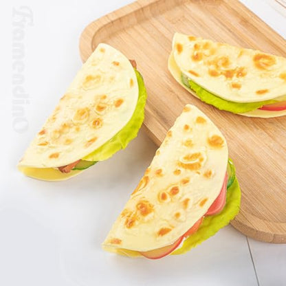 Framendino, 4 Pack Artificial Pancake Taco Fake Burrito Dessert Simulated Food Model Lifelike Props for Display Photography