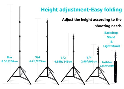 8.5 X 10FT/2.6 X 3M Background Stand Support System Kit with Carrying Case for Clamps and Canvas,for Photo Video Shooting