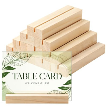 10Pcs 4.72x1.38 Inches Wood Table Number Stands, Wooden Place Card Holders, Acrylic Sign Holders for Wedding, Ceremony, Birthday, Party, Home Decoration, Events (3mm Slots) - size: 10 Pcs- L 4.72"- Slots 3mm