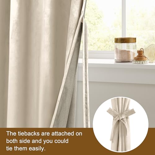 DWCN Velvet Curtains - Elegant Thermal Insulated Room Darkening Window Drapes for Bedroom, Living Room, Tieable Solid Grommet Curtains & Drapes Set of 2, 52 Wide by 63 inches Length, Beige - color: Camel Beige, size: 52"W x 63"L (Pack of 2)