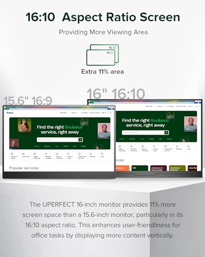 UPERFECT 16" 2.5K QLED Portable Monitor, 2560×1600 QHD Display | 2560×1600 QHD, VESA Support, Smart Case Included, Matte Eye Care Screen, Portable Gaming Display for Laptop & Console - size: 16"