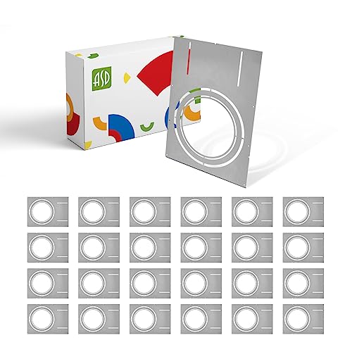 ASD 24 Pack New Construction Mounting Plate Round Hole - 8/10/12 Inch Flat Galvanized Steel Wafer Light Rough In Plate, Universal Light Fixture Mounting Bracket for LED Recessed Lighting - color: Asymmetric 8-10-12", size: 24 Pack