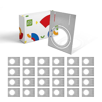 ASD 24 Pack New Construction Mounting Plate Round Hole - 8/10/12 Inch Flat Galvanized Steel Wafer Light Rough In Plate, Universal Light Fixture Mounting Bracket for LED Recessed Lighting - color: Asymmetric 8-10-12", size: 24 Pack