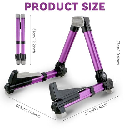 EASTROCK Portable Tripod A Frame Aluminium Music Stand,Purple | Folding Guitar Stand,for Acoustic Electric Guitars, Bass, Violin, Ukulele, Banjo - color: purple